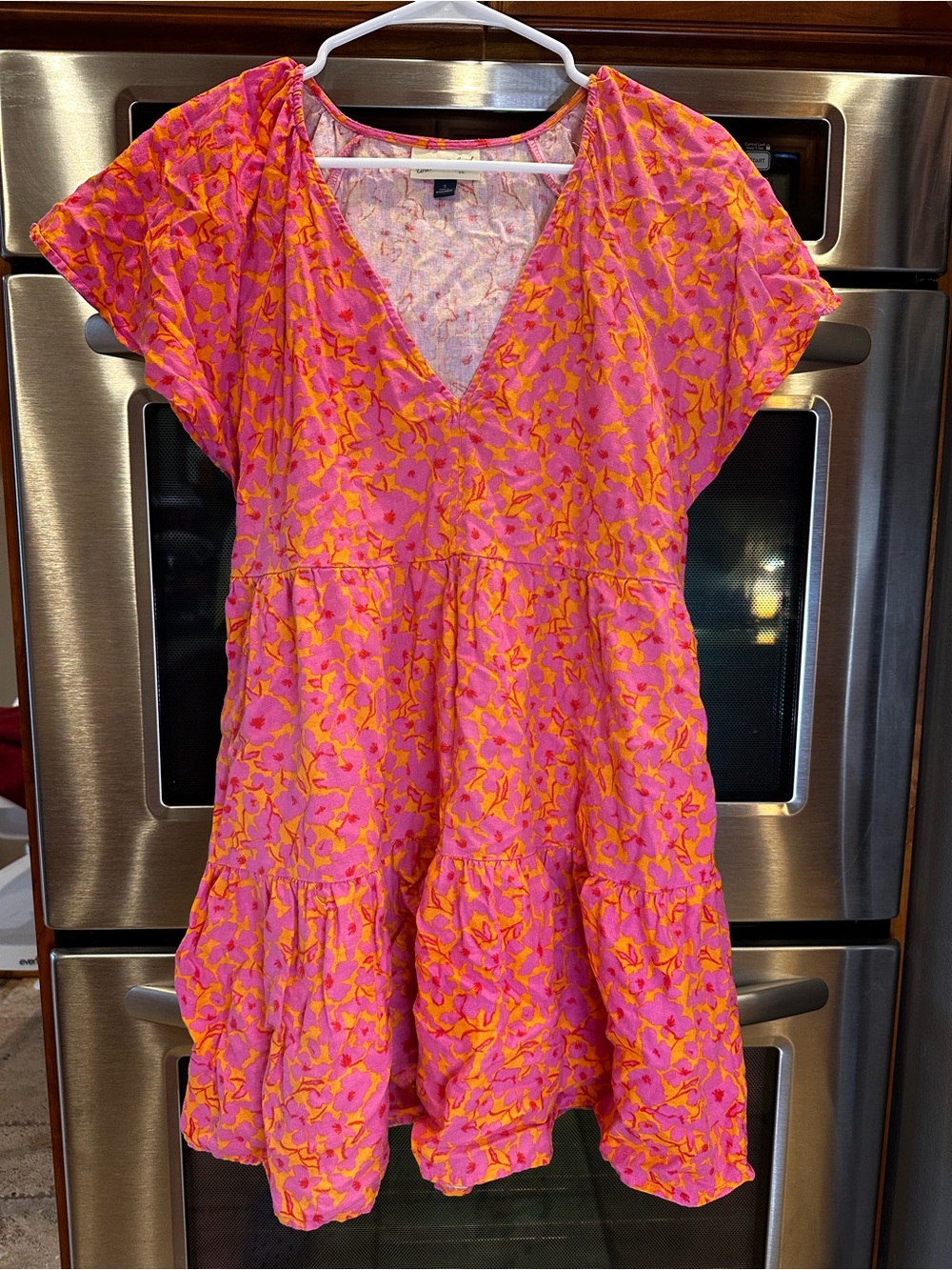 Women universal thread pink orange spring summer dress small